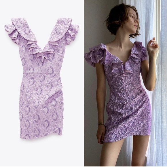 Zara Limited Edition Ruffle Mini Dress - Picture 1 of 3